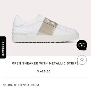 Open Valentino Sneaker with Metallic stripe size 8.5
